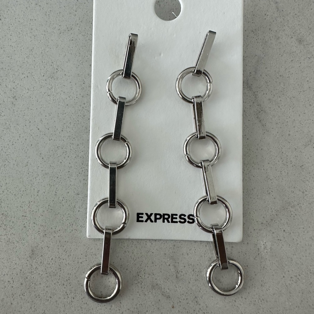 Express Silver Chain-Link Drop Earrings - Silver